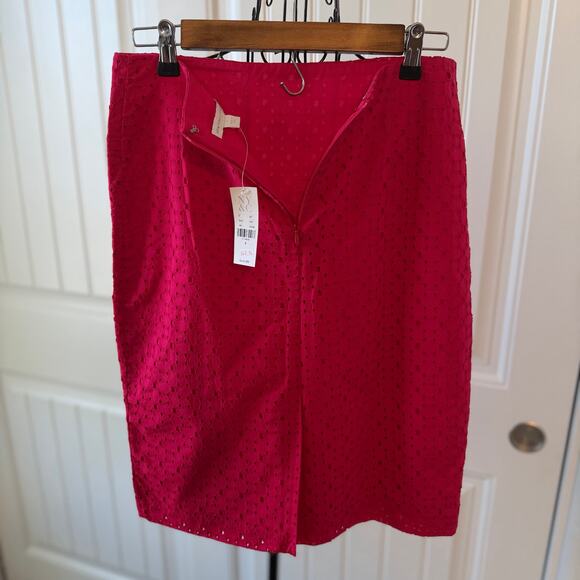 New York & Company Pink Textured Skirt Size 6 NWT Back Zip Slit - Picture 6 of 7